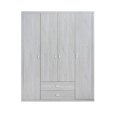 Tisley 4-Door Wardrobe - Light Oak/White Faux Marble - With 2-Year Warranty