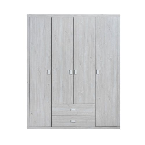 Tisley 4 Door Wardrobe -L.Oak/White Faux Marble