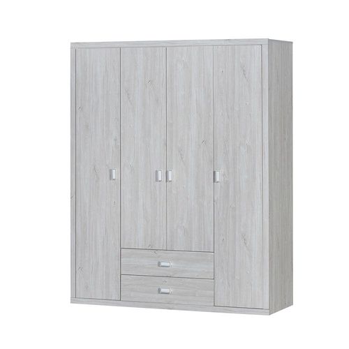 Tisley 4-Door Wardrobe - Light Oak/White Faux Marble - With 2-Year Warranty