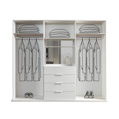 Erza 4-Door Wardrobe with Extra Storage - White - With 2-Year Warranty