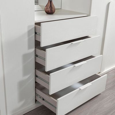 Erza 4-Door Wardrobe with Extra Storage - White - With 2-Year Warranty