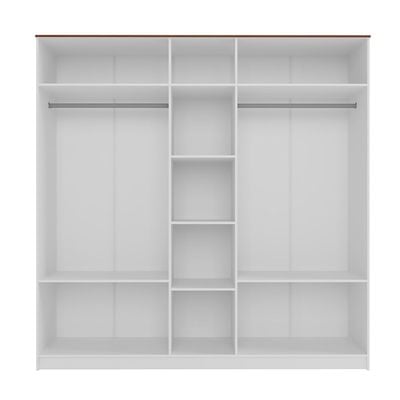 Pera 5-Door Wardrobe - White/Light Walnut - With 2-Year Warranty