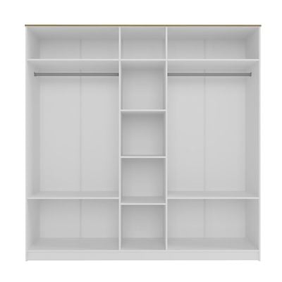 Pera 5 Door Wardrobe - White/Light Oak – With 2-Year Warranty