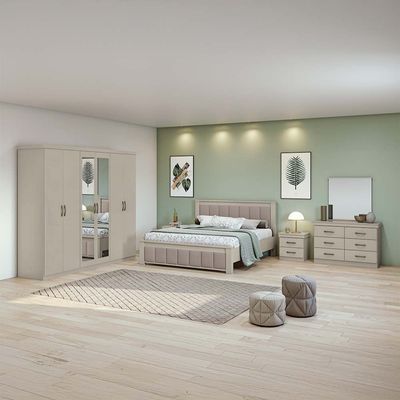 Chloe 6-Door Wardrobe with Mirrors - Taupe - With 2-Year Warranty