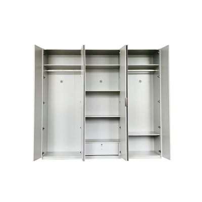 Santelmo 6-Door Wardrobe with Mirror - High Gloss Light Grey - With 2-Year Warranty