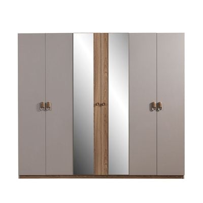 Mono 6 Door Wardrobe -Beige/Oak