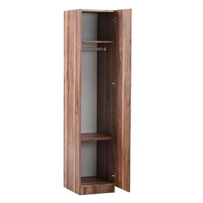 Multipurpose 1-Door Tall Wardrobe Deep & Thick Panel - Walnut - With 2-Year Warranty