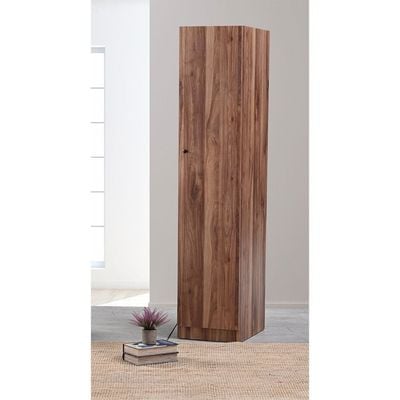 Multipurpose 1-Door Tall Wardrobe Deep & Thick Panel - Walnut - With 2-Year Warranty