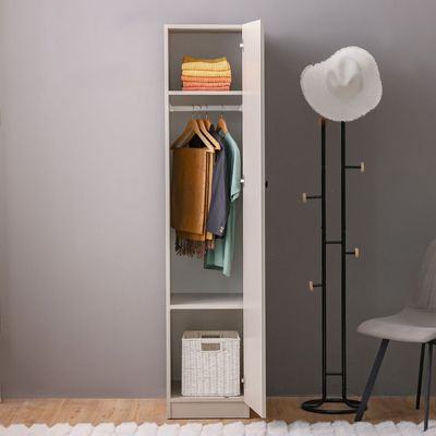 Multipurpose 1 Door Tall Wardrobe Deep & Thick Panel - Grey