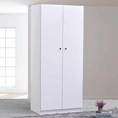 Multipurpose 2-Door Tall Wardrobe Deep & Thick Panel - White - With 2-Year Warranty