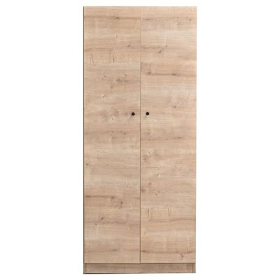 Multipurpose 2-Door Tall Wardrobe Deep & Thick Panel - Oak - With 2-Year Warranty