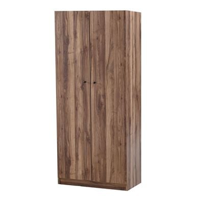 Multipurpose 2-Door Tall Wardrobe with Deep & Thick Panels - Walnut - With 2-Year Warranty