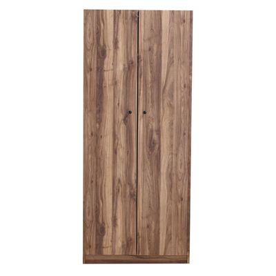 Multipurpose 2-Door Tall Wardrobe with Deep & Thick Panels - Walnut - With 2-Year Warranty