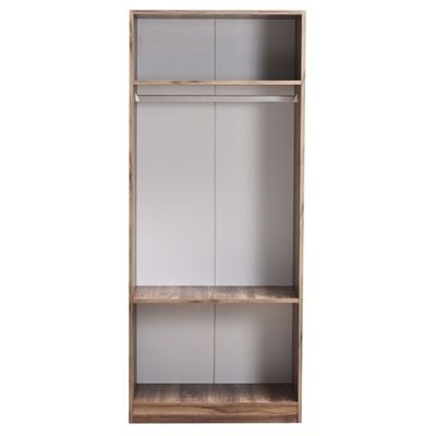 Multipurpose 2-Door Tall Wardrobe with Deep & Thick Panels - Walnut - With 2-Year Warranty