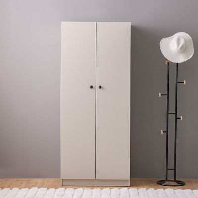 Multipurpose 2 Door Tall Wardrobe Deep & Thick Panel - Grey