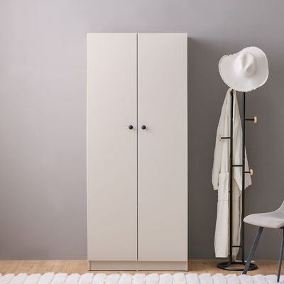 Multipurpose 2 Door Tall Wardrobe Deep & Thick Panel - Grey