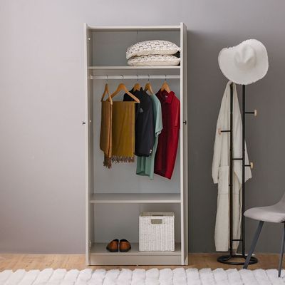 Multipurpose 2 Door Tall Wardrobe Deep & Thick Panel - Grey