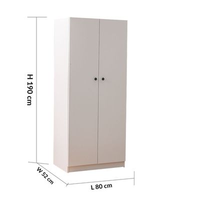 Multipurpose 2 Door Tall Wardrobe Deep & Thick Panel - Grey