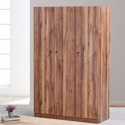 Multipurpose 3-Door Tall Wardrobe with Deep & Thick Panel - Oak - With 2-Year Warranty