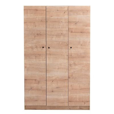 Multipurpose 3-Door Tall Wardrobe with Deep & Thick Panel - Oak - With 2-Year Warranty