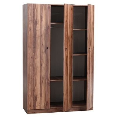 Multipurpose 3-Door Tall Wardrobe with Deep & Thick Panels - Walnut - With 2-Year Warranty