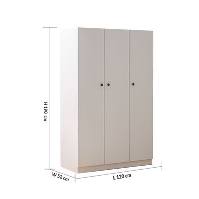 Multipurpose 3 Door Tall Wardrobe Deep & Thick Panel - Grey