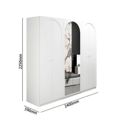 Calm 6 Door Wardrobe w/ Mirror - White