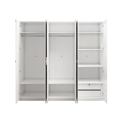 Calm 6 Door Wardrobe w/ Mirror - White