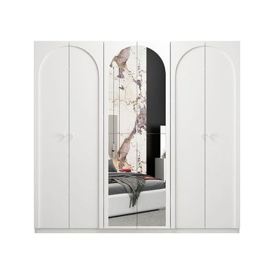 Calm 6 Door Wardrobe w/ Mirror - White