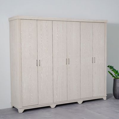 Ryan 6-Door Wardrobe - Antique Grey Ash Veneer - With 2-Year Warranty