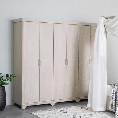 Ryan 6-Door Wardrobe - Antique Grey Ash Veneer - With 2-Year Warranty