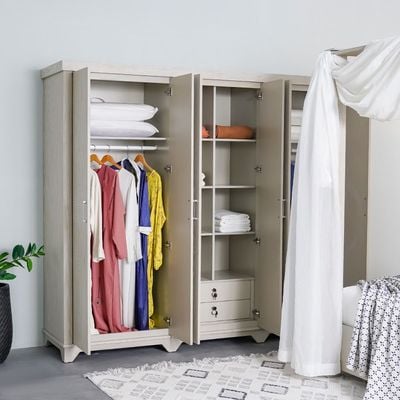 Ryan 6-Door Wardrobe - Antique Grey Ash Veneer - With 2-Year Warranty