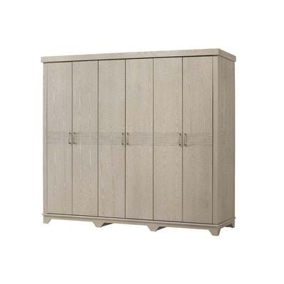 Ryan 6-Door Wardrobe - Antique Grey Ash Veneer - With 2-Year Warranty