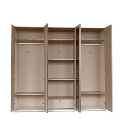 Brita 6-Door Wardrobe with 2 Glass Doors - Beige/White Oak - With 2-Year Warranty