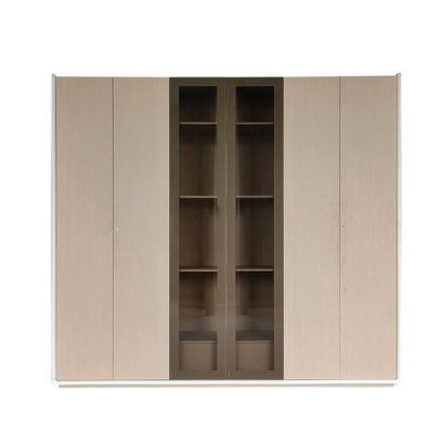 Brita 6 Door Wardrobe 2 Glass Doors - Beige/White Oak