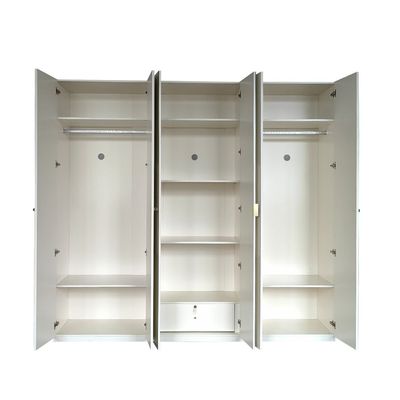 Naples 6-Door Wardrobe with Mirror - Beige - With 2-Year Warranty