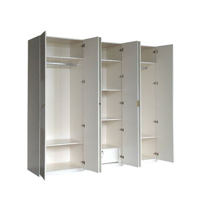 Naples 6-Door Wardrobe with Mirror - Beige - With 2-Year Warranty