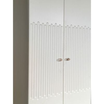 Naples 6-Door Wardrobe with Mirror - Beige - With 2-Year Warranty