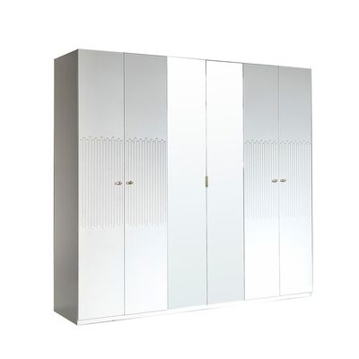 Naples 6 Door Wardrobe w/Mirrors - Beige