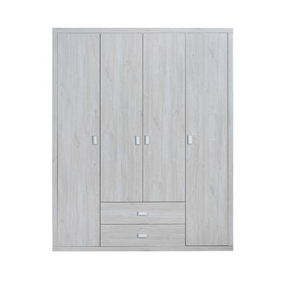 V2Tisley 4 Door Wardrobe -L.Oak/White faux marble