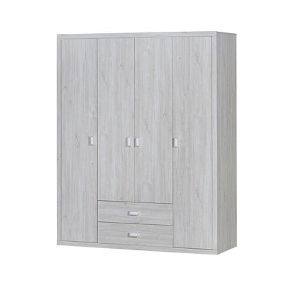 V2Tisley 4 Door Wardrobe -L.Oak/White faux marble