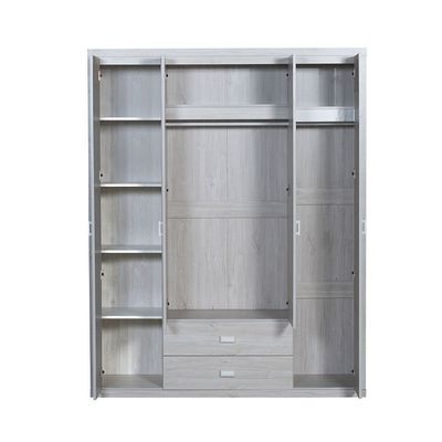 V2Tisley 4 Door Wardrobe -L.Oak/White faux marble