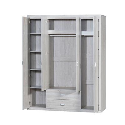 V2Tisley 4 Door Wardrobe -L.Oak/White faux marble