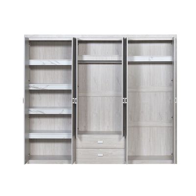 V2Tisley  6 Door Wardrobe - L.Oak/White faux marble