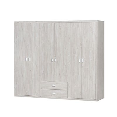 V2Tisley  6 Door Wardrobe - L.Oak/White faux marble