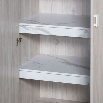 V2Tisley  6 Door Wardrobe - L.Oak/White faux marble