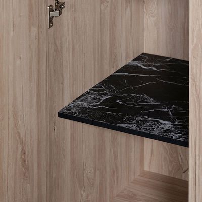 V2 Bolivar 4 Door Wardrobe -V.Oak/Black faux marble