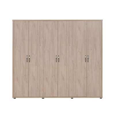 V2 Bolivar  6 Door Wardrobe - V.Oak/Black faux marble