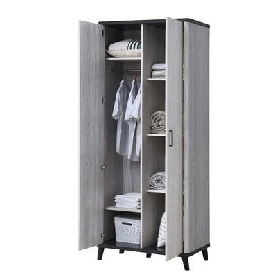 Kirwin 2 Door Wardrobe    -  Grey  Oak / Black