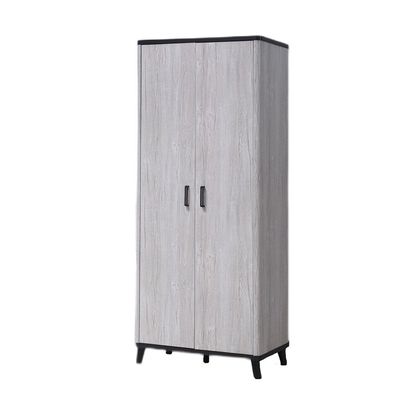 Kirwin 2-Door Wardrobe - Grey Oak/Black - With 2-Year Warranty